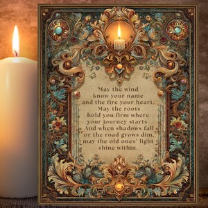 Pagan Protection Blessing Poem Print Wiccan Prayer Wall Art Ancestral Spell for Guidance and Strength Gothic Boho Witch Decor 8x10 4x5
