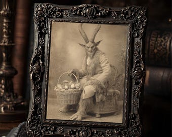 Vintage Gothic Krampus Easter Print Victorian Style Dark Spring Wall Art