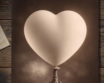 Vintage Gothic Heart Valentine Card Victorian Style Romantic Love Blank Inside