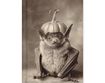 Vintage Victorian Gothic Pumpkin Hat Bat Halloween Notebook