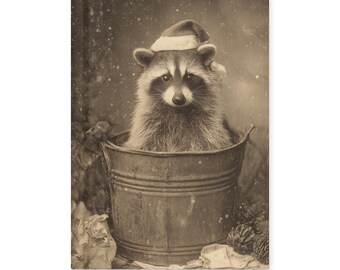 Vintage Victorian Santa Hat Raccoon Christmas Notebook