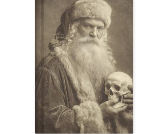 Vintage Victorian Santa Skull Gothic Notebook Dark Christmas Memento Mori Journal