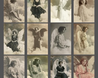 Victorian Angel Notecard Set of 12 Antique Celestial Stationery Vintage Gothic Blank Note Cards