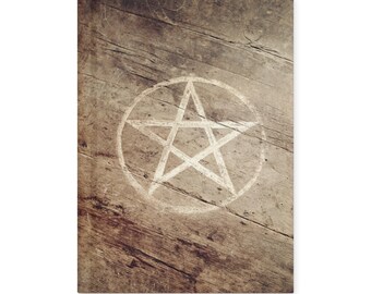 Pentacle Notebook Rustic Wood Wiccan Pagan Symbol Occult Journal