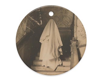 Vintage Victorian Gothic Ghost on Staircase Halloween Ornament