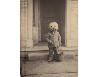 Vintage Victorian Pumpkin Head Child Notebook Creepy Halloween Journal