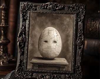 Vintage Victorian Creepy Egg Art Print Gothic Surreal Horror Fantasy Antique Style Dark Curiosity