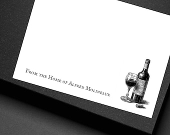 Personalized Wine Note Cards Custom Flat Stationery Set with Envelopes