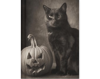 Vintage Victorian Black Cat Jack O Lantern Notebook Gothic Halloween Journal