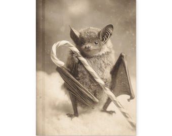 Vintage Gothic Bat Journal Candy Cane Christmas Winter Animal Notebook