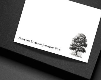 Personalized Tree Note Cards Gothic Victorian Stationery Set Custom Flat Cards with Envelopes