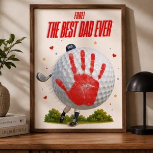 Fathers Day Handprint Craft 2026 | Golf Dad Printable Fore The Best Dad Ever | DIY Gift for Dad | Canva Editable | Instant Download