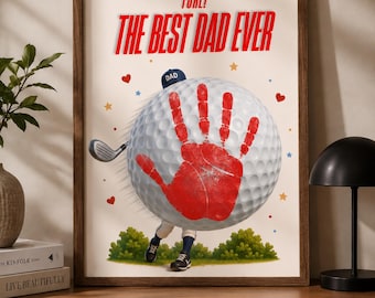 Fathers Day Handprint Craft 2026 | Golf Dad Printable Fore The Best Dad Ever | DIY Gift for Dad | Canva Editable | Instant Download