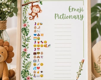 Safari Jungle Woodland Baby Shower Games Bundle Gender Neutral | Emoji Pictionary Printable | Canva Editable | Instant Download