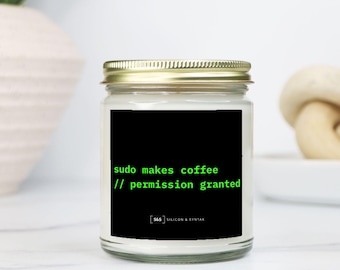 Programmer Candle – Sudo Makes Coffee Desk Decor, Linux Developer Gift