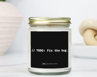 Programmer Candle – TODO: Fix the Bug Desk Decor, Software Engineer Gift