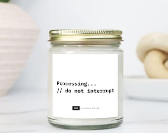 Programmer Candle – Processing… Please Wait Desk Decor, Developer Gift