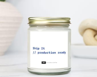 Programmer Candle – Ship It Desk Decor, Coding Gift