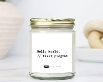 Programmer Candle – Hello World Desk Decor, Coding Gift