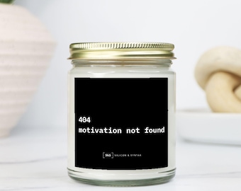Programmer Candle – 404 Motivation Not Found Desk Decor, Software Engineer Gift