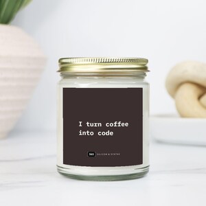 Programmer Candle – I Turn Coffee Into Code Desk Decor, Nerd Gift