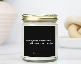 DevOps Candle – Deployment Successful Desk Decor, Programmer Gift