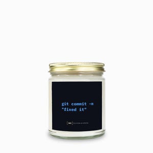 Vela para Programador – Commit do Git “corrigiu o problema” Decoração de Mesa, Presente para Engenheiro de Software imagem 3