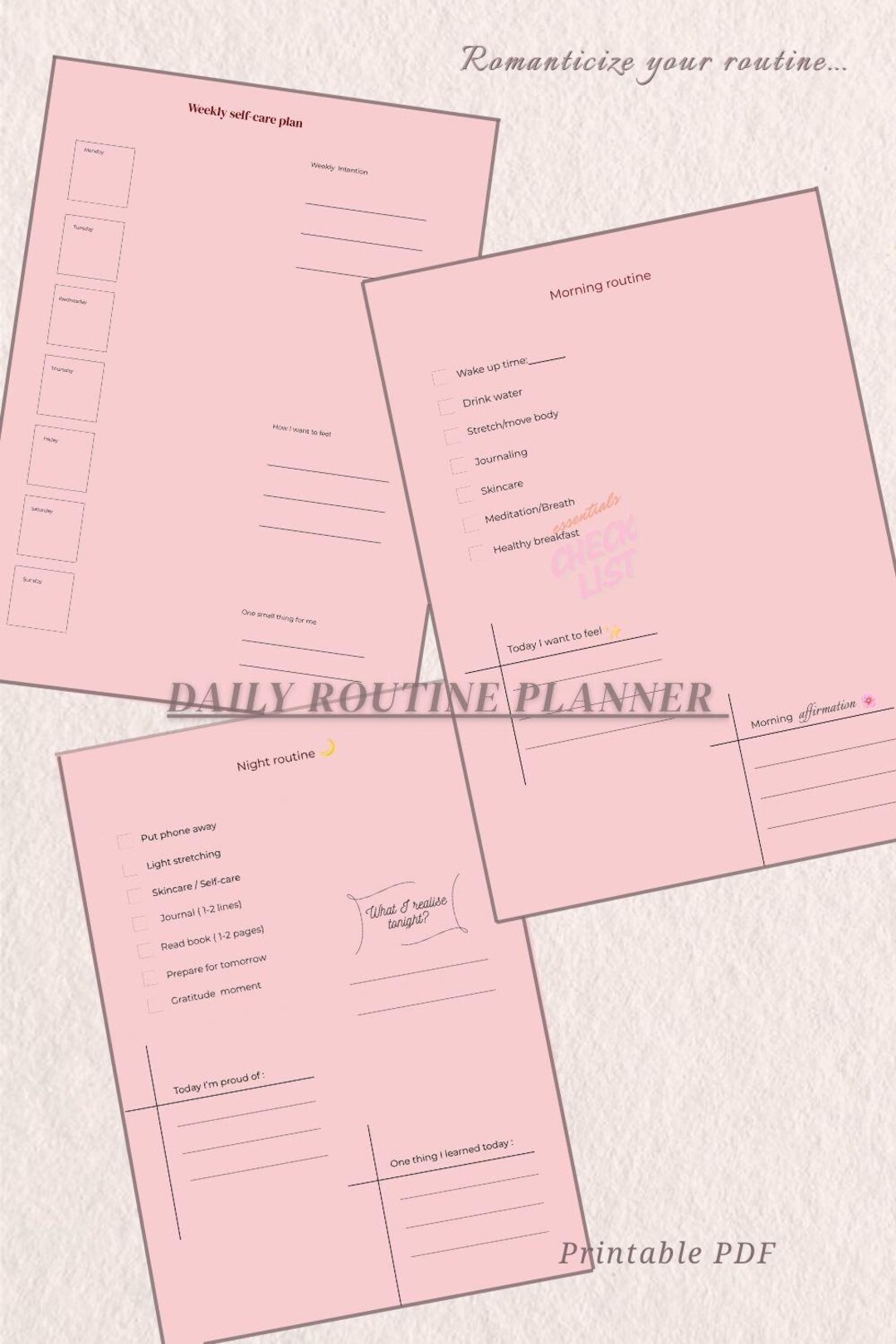 Self Care Planner for Women Printable PDF Habit Tracker Wellness ...