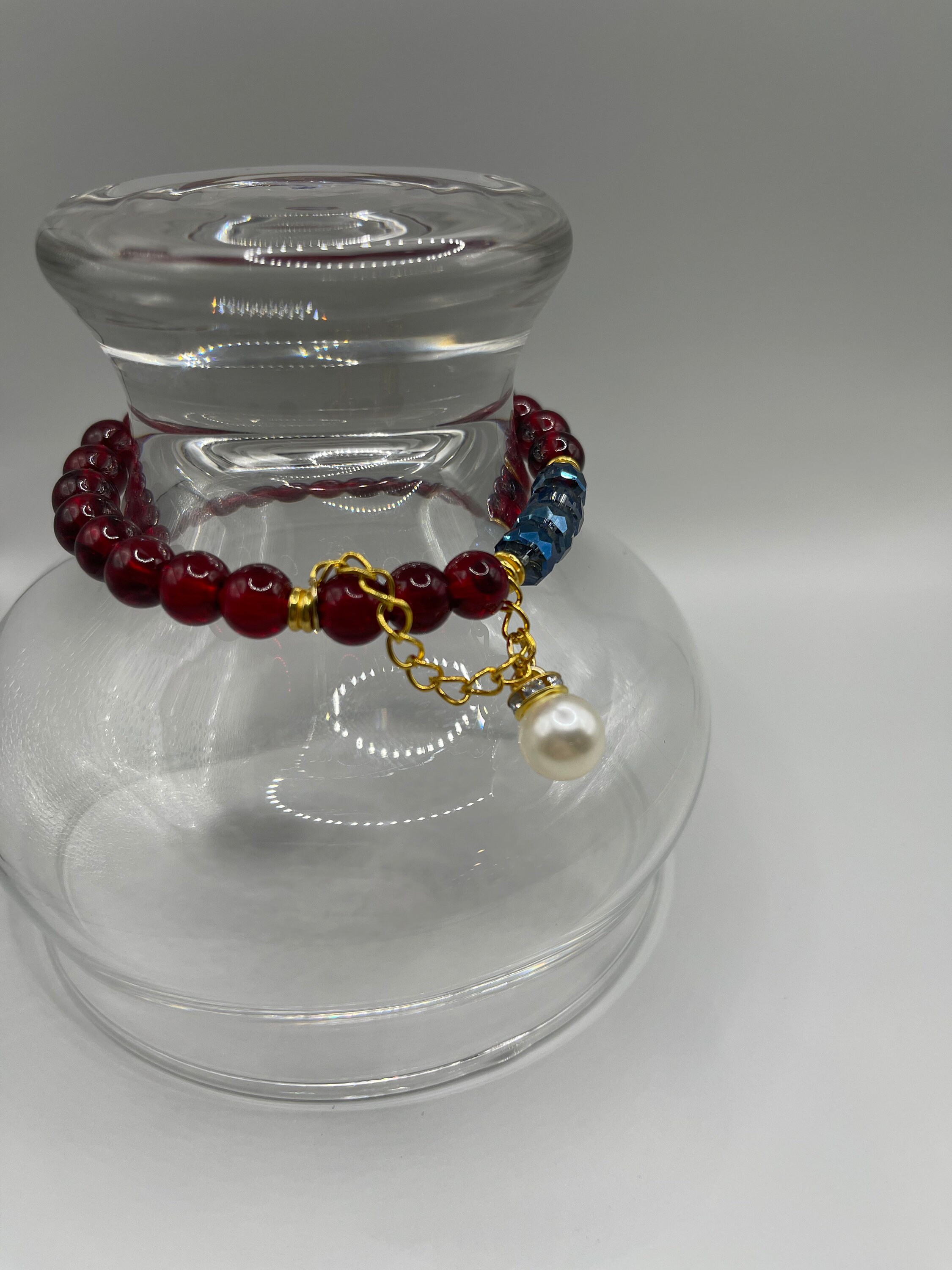 [ DS ] Red Panda Beads Original Crystal Pearl Twist Blue Bracelet Kit