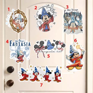 Personlig kylskåpsmagnet med trollkarlen Musse Pigg, magnet med specialformad Fantasia Wizard, stansad magnet med lärling Musse Pigg, dekoration med slott i Magic Kingdom