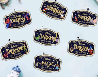 Imán personalizado para nevera de camarote de crucero Disney, imán con forma personalizada para vacaciones familiares de DCL, imán troquelado con forma de pez extensor de personaje
