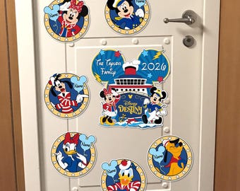 Gepersonaliseerde Disney Cruise Deur koelkastmagneet, Mickey Minnie nautische magneet aangepaste vorm, Destiny Ship Family gestanste magneet, souvenir 2026