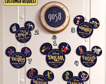 Magnete da frigo personalizzato per porta di una crociera Disney, magnete a forma di nave di Topolino, magnete fustellato per viaggio in famiglia a tema nautico, decorazione per cabina DCL