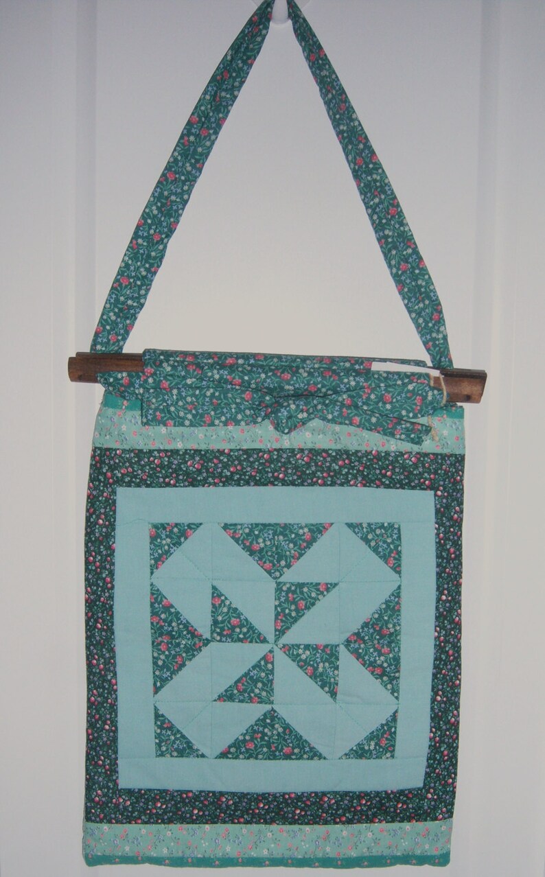Green Calico Quilted Tote