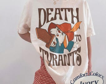 Comfort Colors 70s Skippy Rabbit Death To Tyrants Shirt, Retro Robin Hood T-Shirt, Magic Kingdom Disneyland Family Vacation Gift Tee