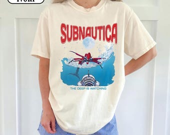 Subnautica Shirt, The Deep Is Watching T-Shirt, Subnautica Leviathan Vintage Tee, Retro Subnautica Game Ocean Horror Shirt