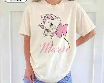 Comfort Colors Marie Aristocats T-Shirt, Sassy Marie Disney Shirt, The Aristocats Pink Bow Graphic Tee, Vintage Marie Cat