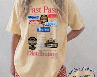 Comfort Colors Disney Fast Pass T-Shirt, Vintage Disneyland Ticket Shirt, FastPass Distribution Tee, Retro Disney World Nostalgia