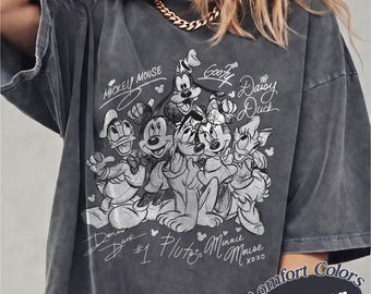 Comfort Colors Disney Friends T-Shirt, Mickey Mouse Group Shirt, Vintage Disney Squad Tee, Mickey Minnie Donald Daisy Goofy Pluto