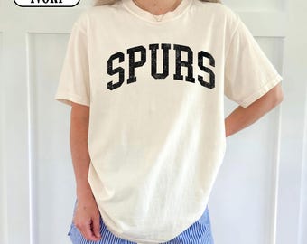 Camiseta retro vintage de los Spurs, camiseta con el logo desgastado de los San Antonio Spurs para hombre y mujer, camiseta de béisbol extragrande Pepper Comfort Colors (regalo)