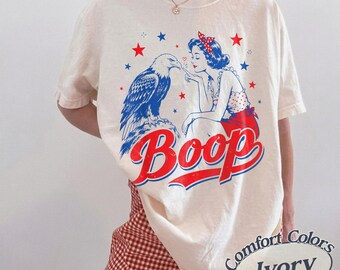 Comfort Colors 4th of July Boop Shirt, Patriotic Eagle Boop T-Shirt, Funny American Girl Eagle Tee, Vintage 4th of July
