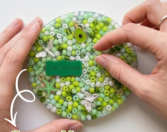 Kit sensorial personalizado Picky Pad, reutilizable y refundible, temática verde, juguete antiestrés para aliviar la ansiedad, ideal para personas con TDAH, que se pellizcan la piel, un regalo relajante con nombre personalizado.