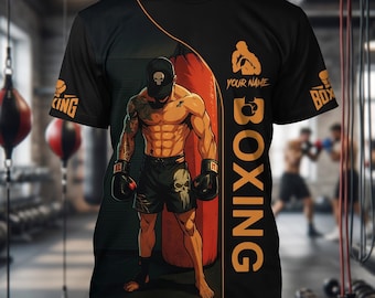 Camiseta de boxeo personalizada, camiseta de luchador, conjunto de gimnasio y entrenamiento, regalo para boxeador, ropa de lucha, artes marciales, fitness, deporte.