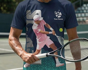 Camiseta de tenis personalizada para hombre, camiseta deportiva con estampado gráfico, regalo ideal para amantes del tenis, atletas, entrenamientos, partidos y uniformes de equipo.