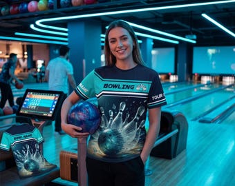 Camiseta de bolos personalizada, camiseta de equipo, nombre personalizado, ropa de bolos, gráfico de bola de strike, regalo para jugador de liga, camiseta deportiva unisex