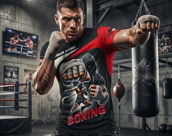 Camiseta de boxeo personalizada, camiseta de luchador con nombre personalizado, ropa deportiva de entrenamiento para gimnasio, regalo gráfico de boxeo para hombres y mujeres.