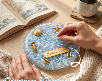 Kit sensorial personalizado Picky Pad, reutilizable y refundible, con temática oceánica, juguete antiestrés para aliviar la ansiedad y el TDAH, ideal para personas que se pellizcan la piel. Regalo relajante con nombre personalizado.