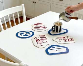 Personalized Artwork Coasters, Child's Drawing Keepsake Set, Gift for Parents