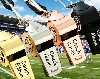 Custom Engraved Stainless Steel Referee Whistle – Coach Graduation Gift, Sports Icon Engraving