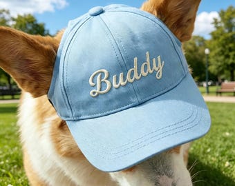 Gorra de béisbol personalizada para perros – Gorra con nombre personalizado para perros pequeños y medianos – Ajustable y transpirable de mezcla de algodón